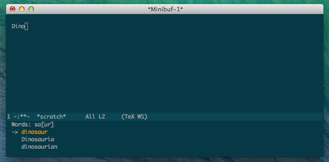 Dictionary word completion inside Emacs